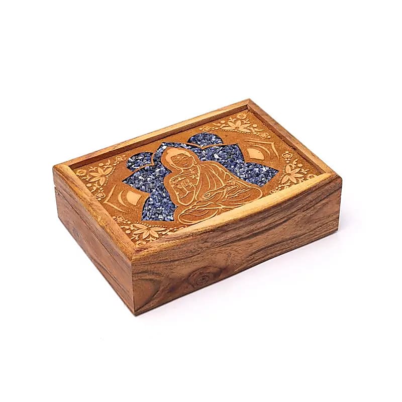 Boîte à tarot ou à bijoux Bouddha sodalite