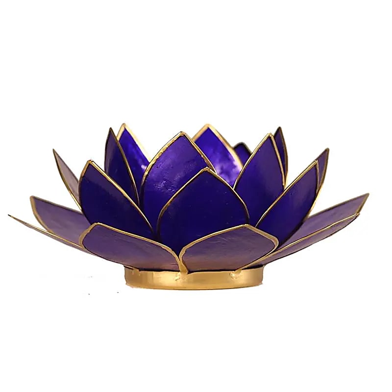 Bougeoir fleur de Lotus 6° Chakra Indigo & or