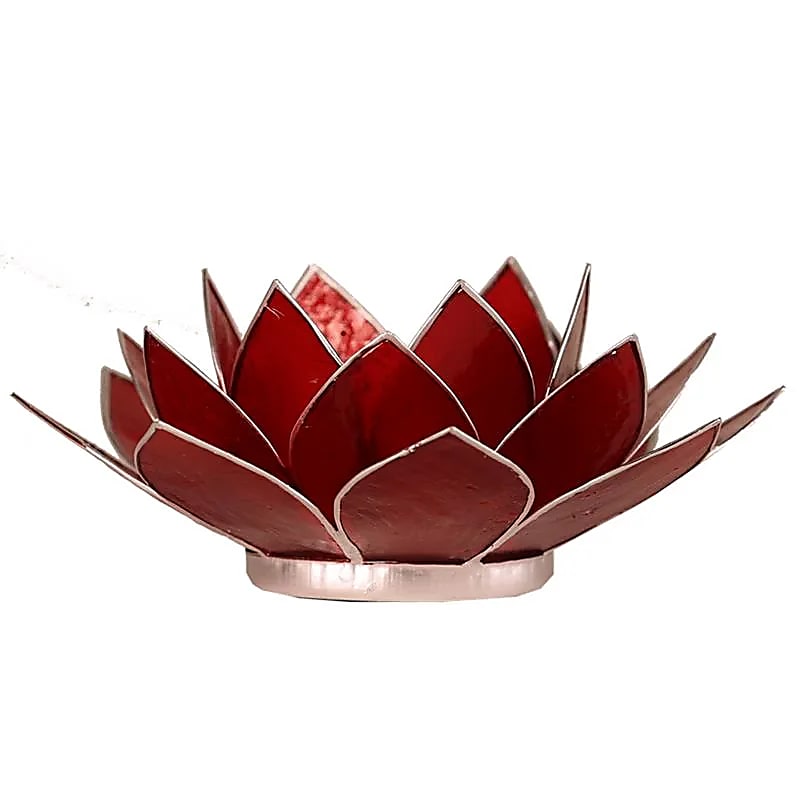 Bougeoir fleur Lotus 1° Chakra Rouge/argent