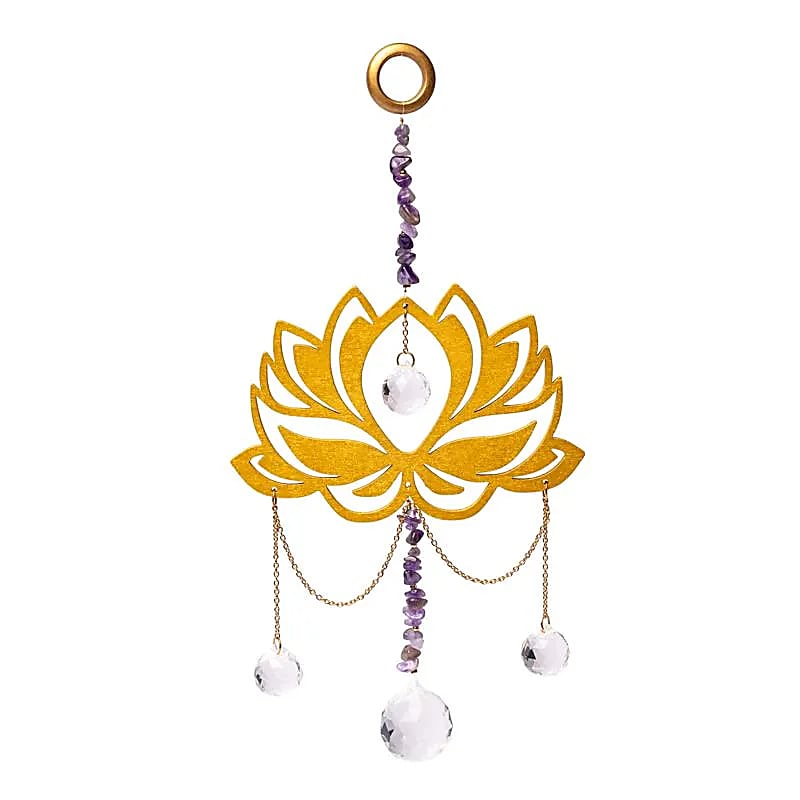 Attrape-soleil avec lotus, améthyste et sphères de cristal