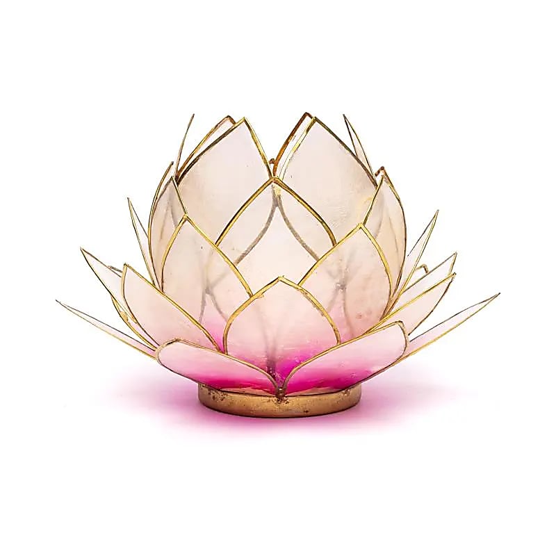 bougeoir ambiance lotus rose bord or