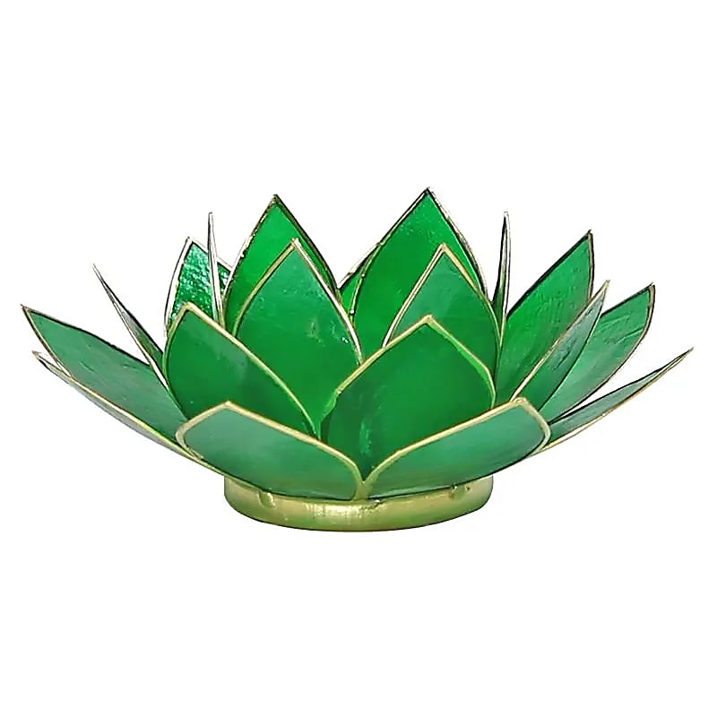 Bougeoir fleur de Lotus 4° Chakra Vert & or