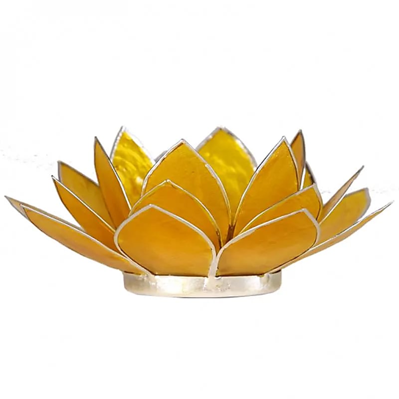 Bougeoir fleur Lotus 3° Chakra Jaune & argent