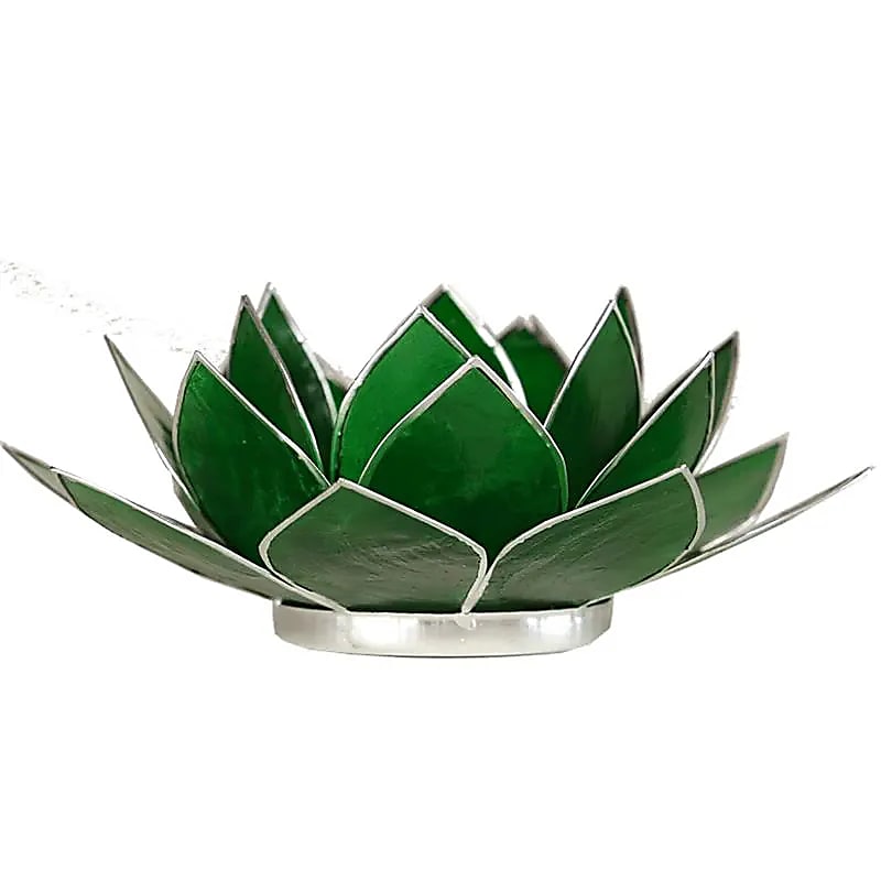 Bougeoir fleur Lotus 4° Chakra Vert & argent