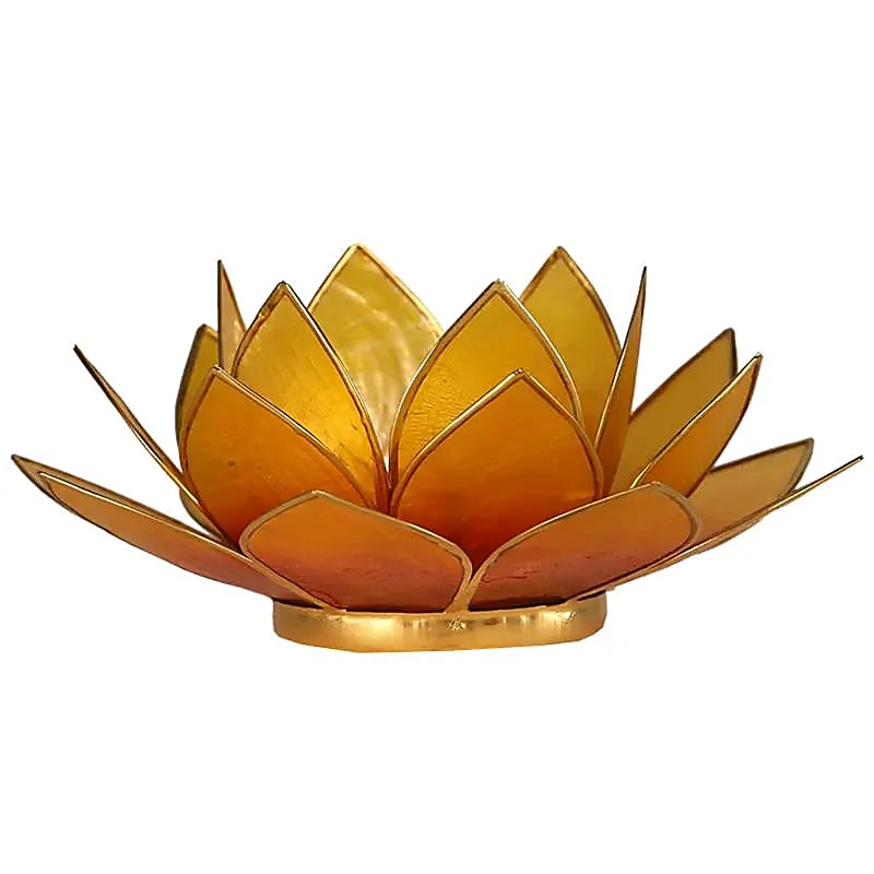 ECLAIRAGE LOTUS JAUNE ORANGE BORD OR