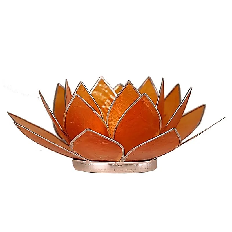 Bougeoir fleur Lotus 2° Chakra orange/argent
