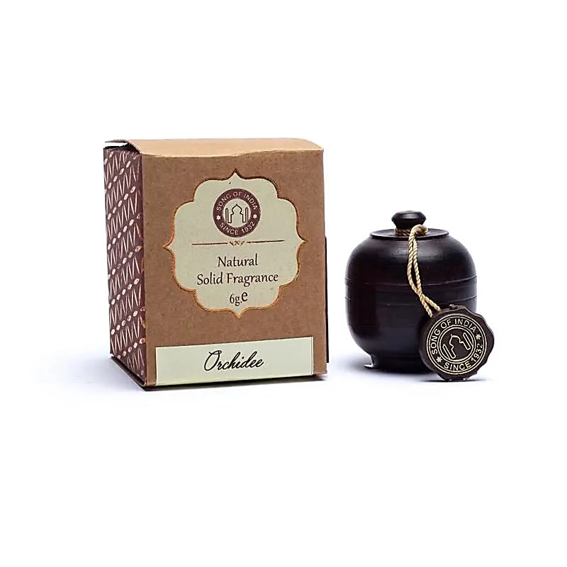 Crème parfumée Orchidée dans une boite de palissandre