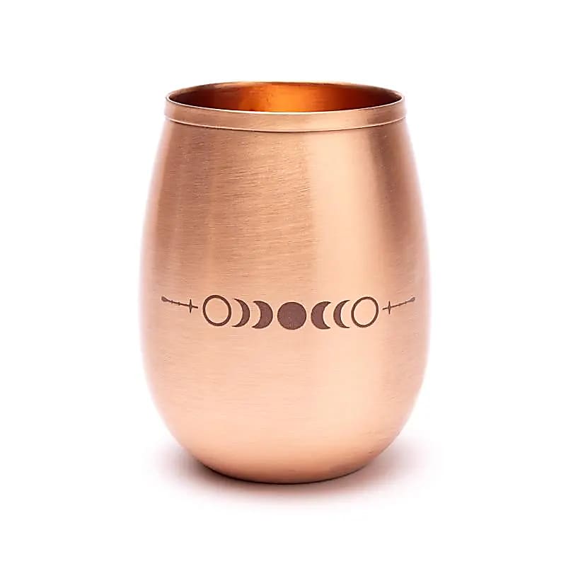 Gobelet en cuivre phases de lune gravé -- 350 ml