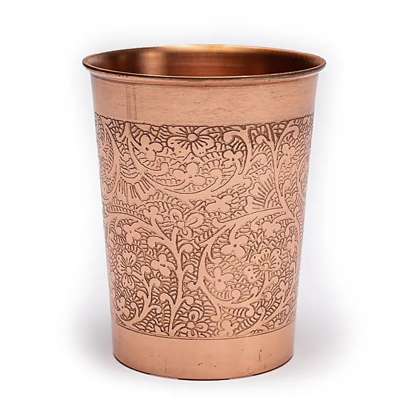 Gobelets en cuivre motif floral gravé 250 ML