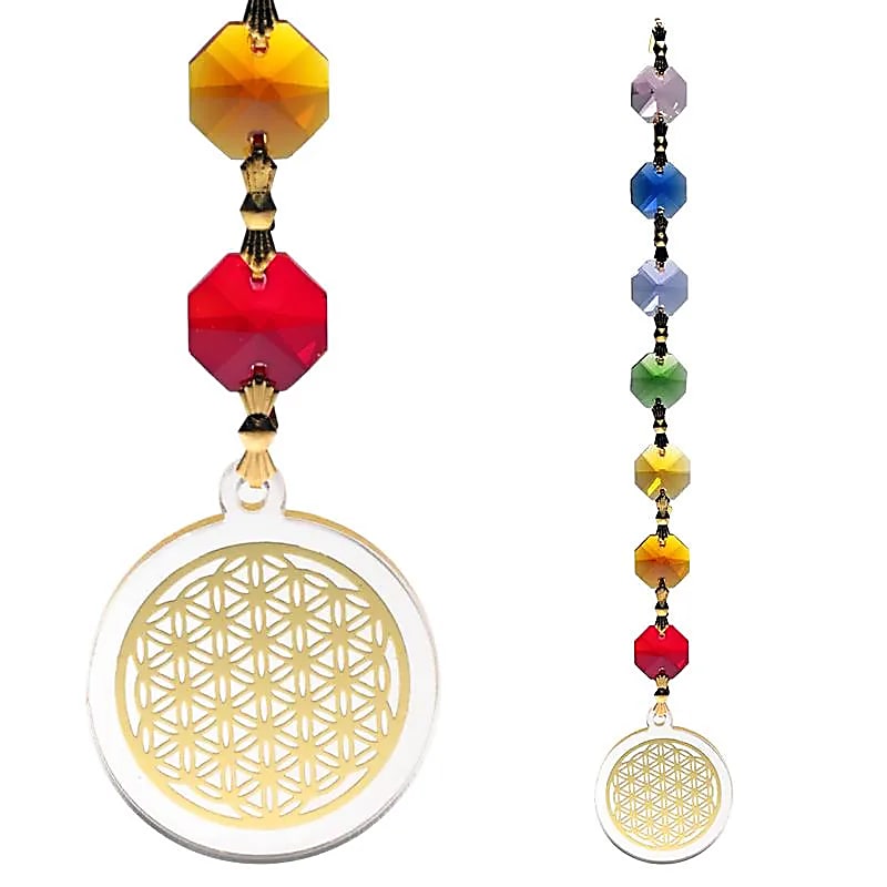 Feng Shui Fleur de Vie guirlande couleur or -- 20 cm