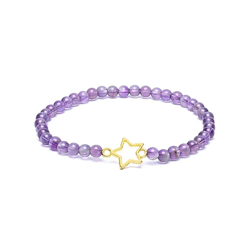 Bracelet étoile améthyste perles -- 4mm