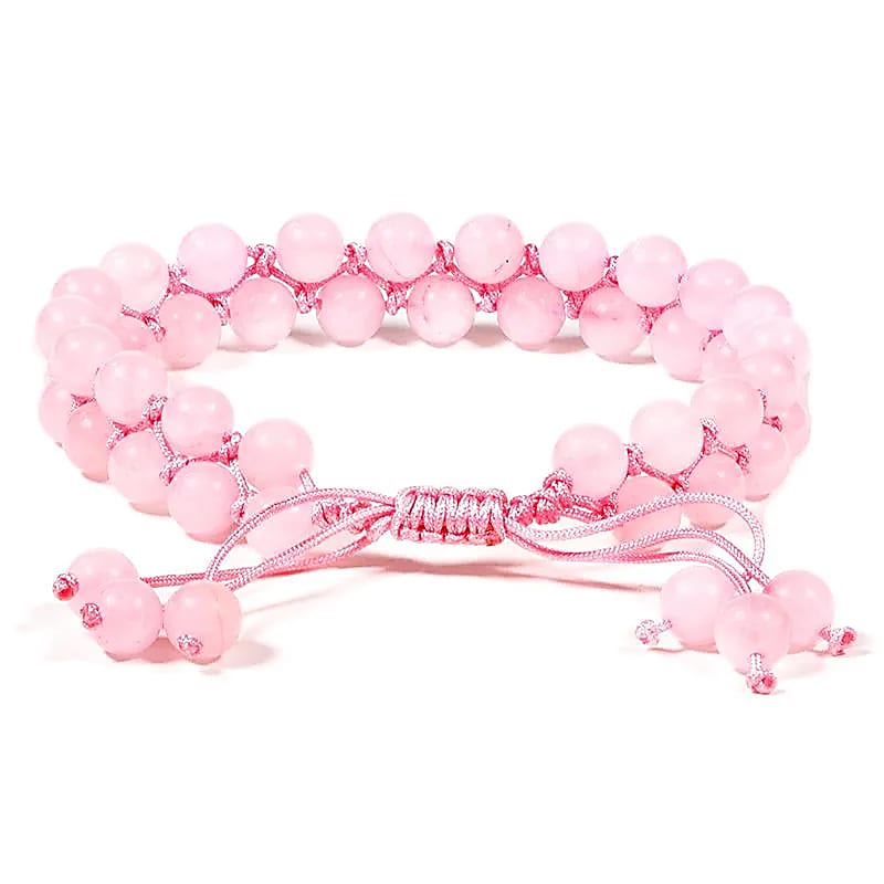 Quartz Rose Bracelet double rang ajustable -- 0.6 cm