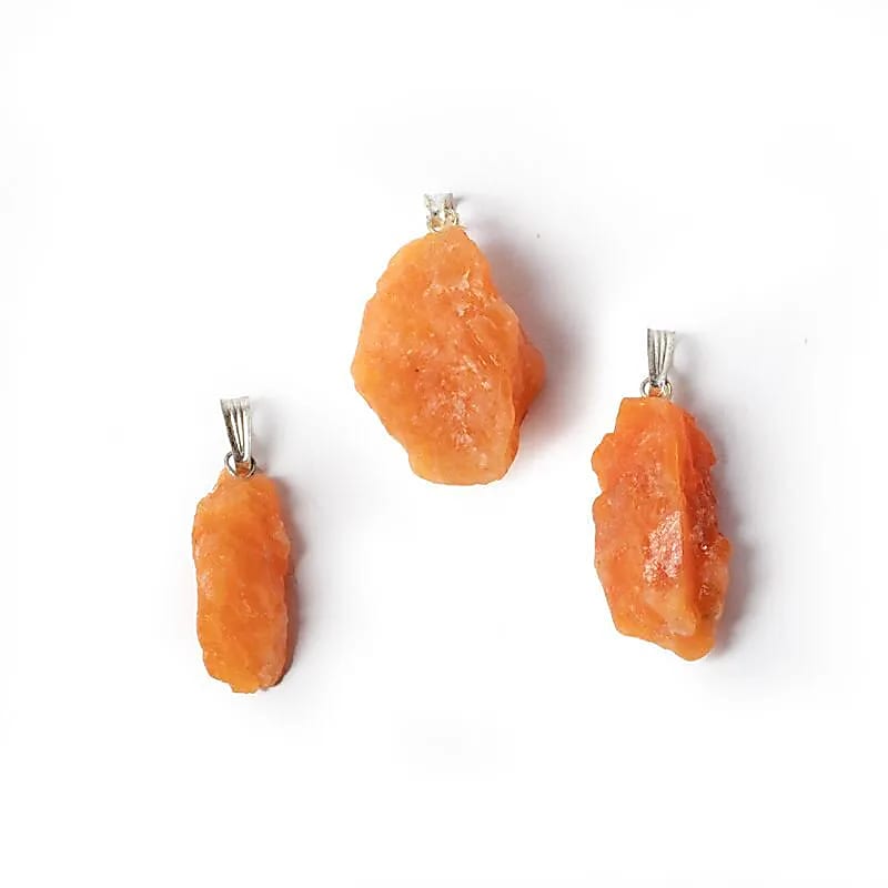 Pendentif pierre précieuse calcite orange brute