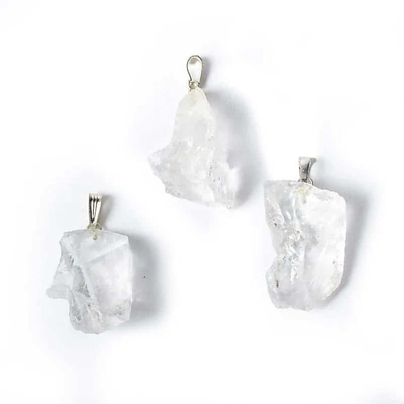 Pendentif pierre précieuse cristal de roche brute