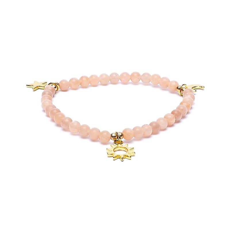 Bracelet soleil breloque étoile/lune/soleil 4mm