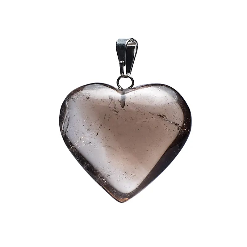 Pendentif de quartz fumé en forme de cœur