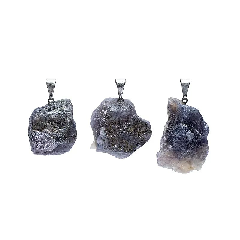 Pendentif en Iolite brute (Saphir d'Eau)
