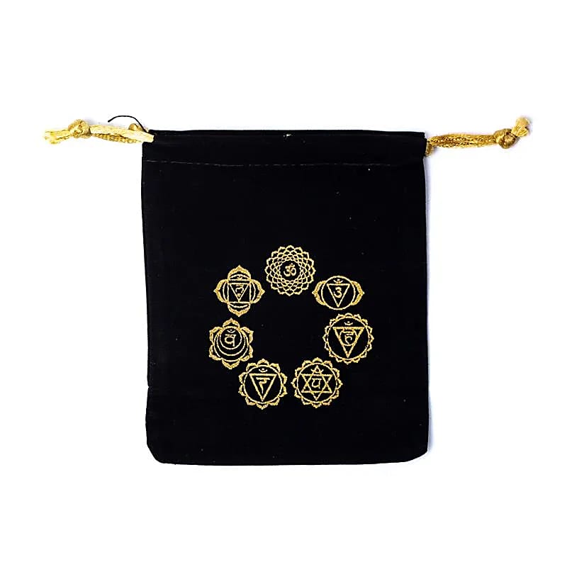 Pochette velours 7 symboles chakras