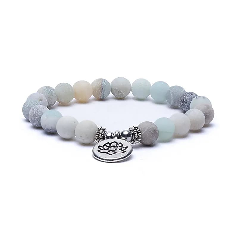 Mala/bracelet en Amazonite élastique avec Lotus