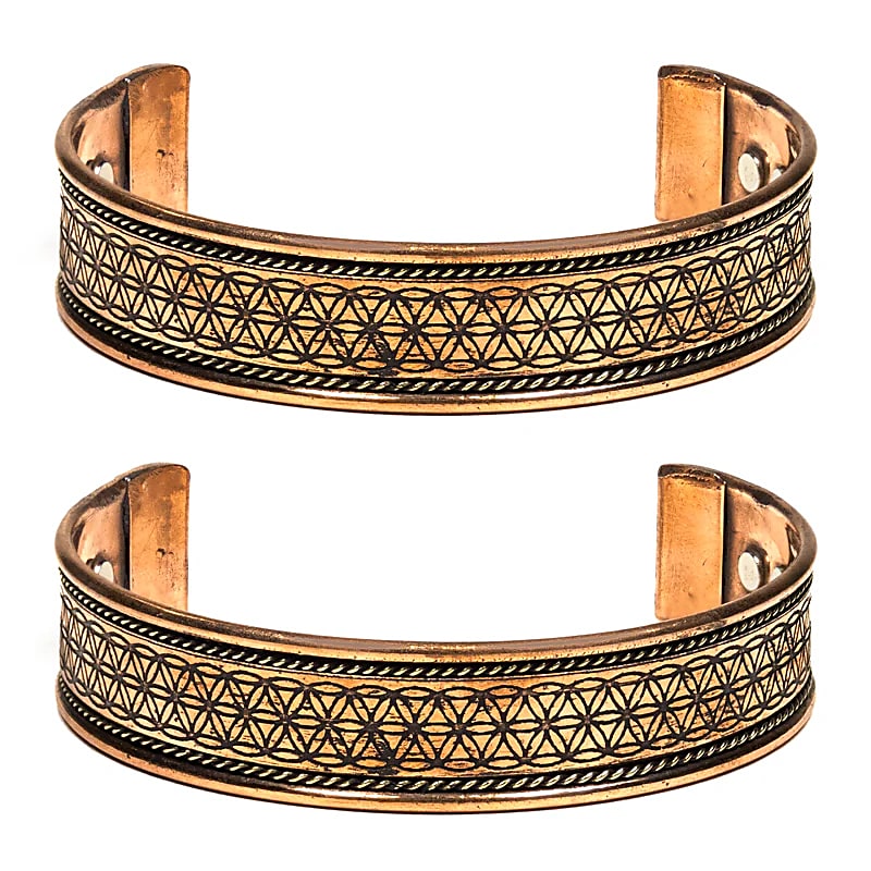 Bracelet en cuivre magnétique avec Fleur de vie