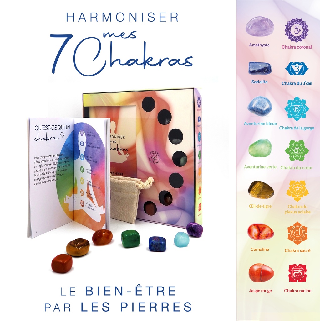 Coffret - Harmoniser mes 7 chakras - Le bien-être par les pierres
