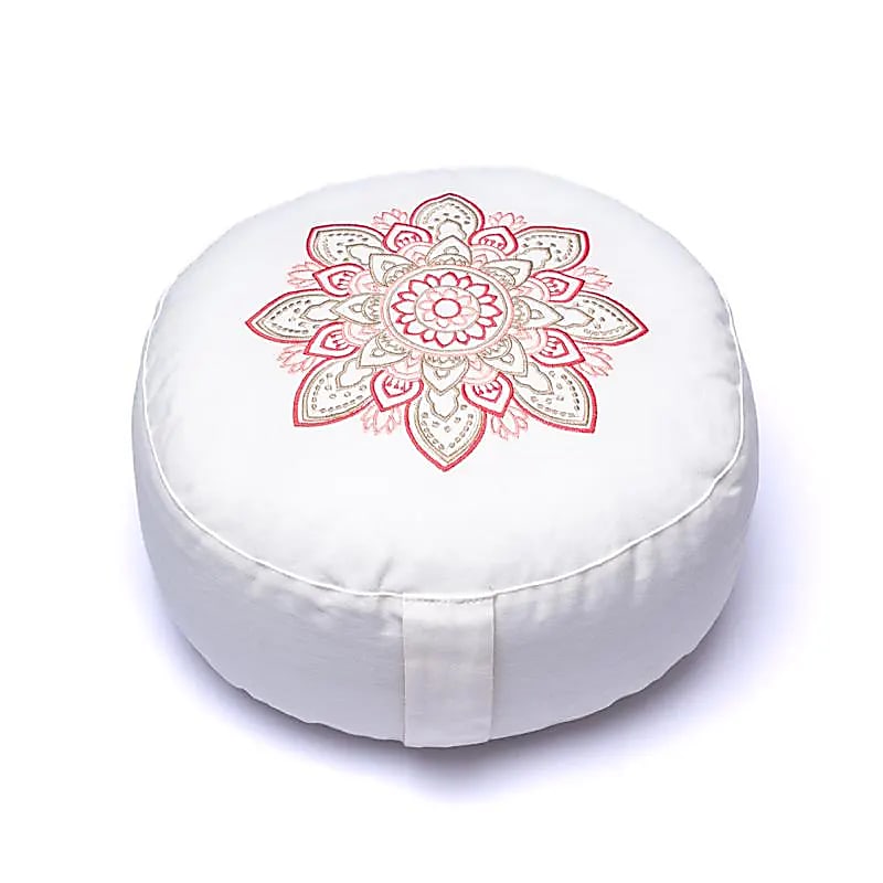 Coussin de méditation blanc mandalas