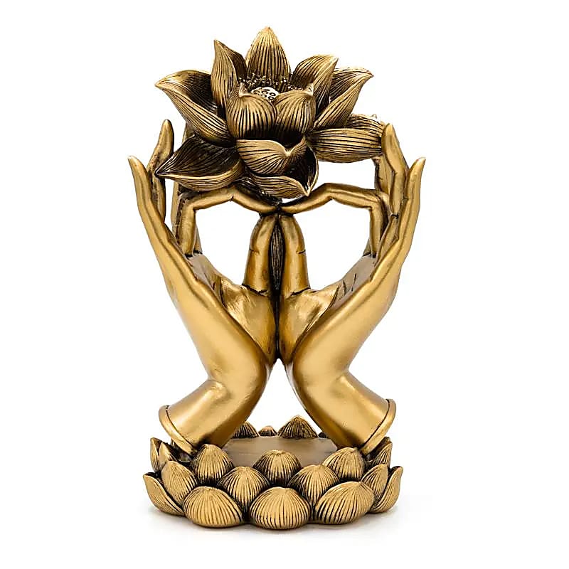 Déco Mains avec Lotus couleur or -- 14.5x9.6x24.8 cm