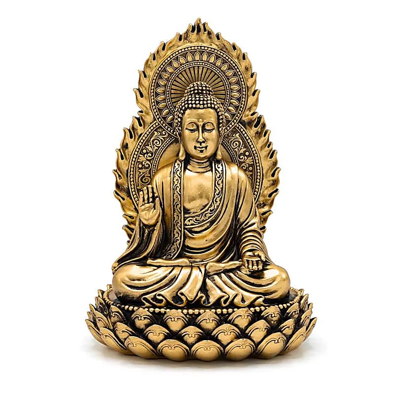 Bouddha sur trône couleur or -- 19x15.5x27 cm