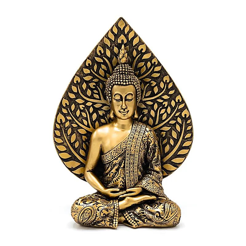 Bouddha méditation avec feuille de Bodhi couleur or