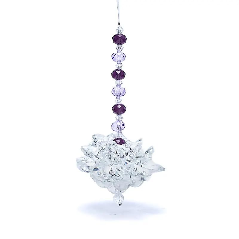 Feng Shui Lotus en cristal avec chaîne violette