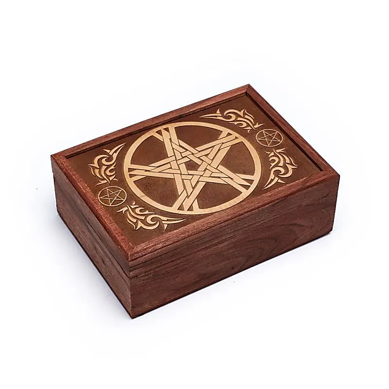 Boite à tarots en bois Pentagramme