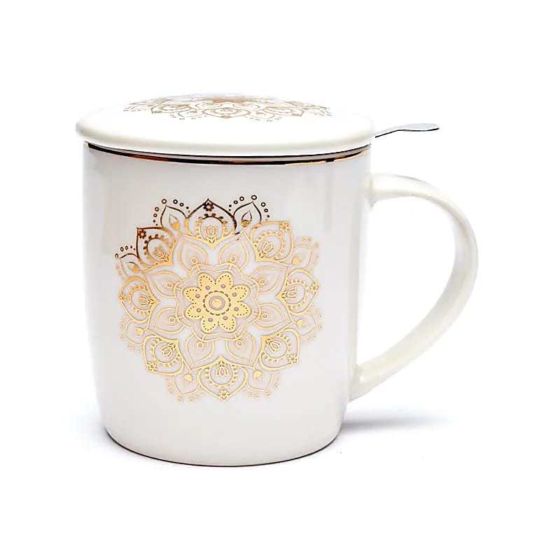 Tasse Infuseur à Thé Mandala blanc