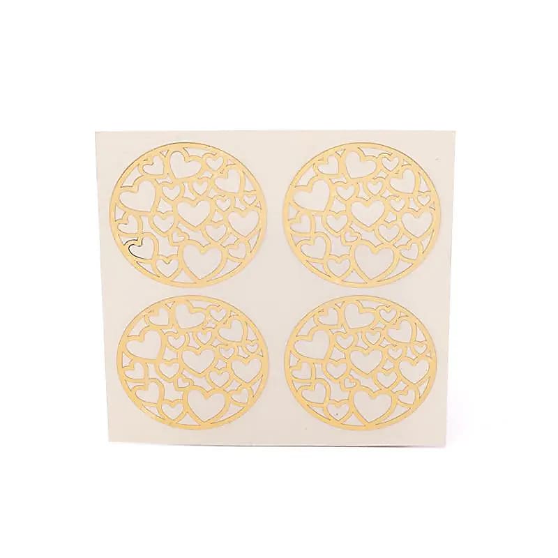 Autocollants métalliques Cœurs dorés,  4 cm