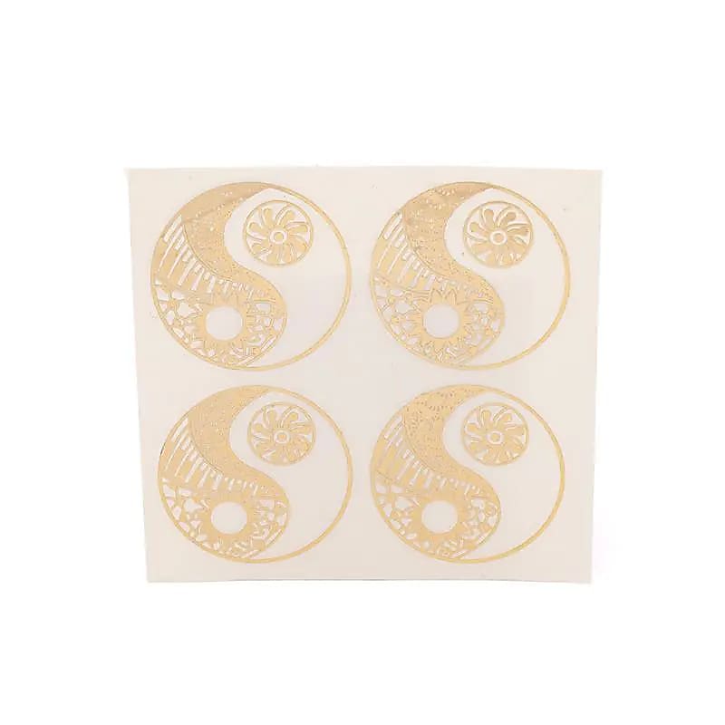 Autocollants Yin Yang en métal doré,  4 cm