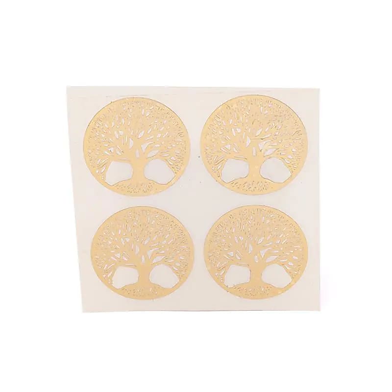 Autocollants métalliques Arbre de vie dorés, 4 cm