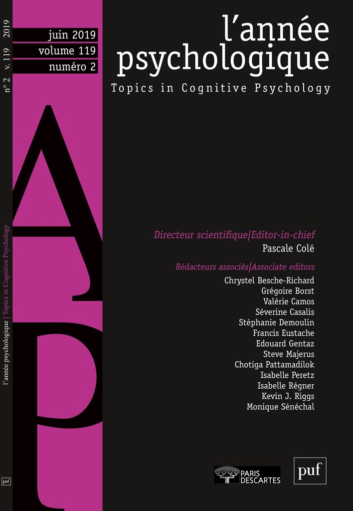 L'ANNEE PSYCHOLOGIQUE- 2019 - 2