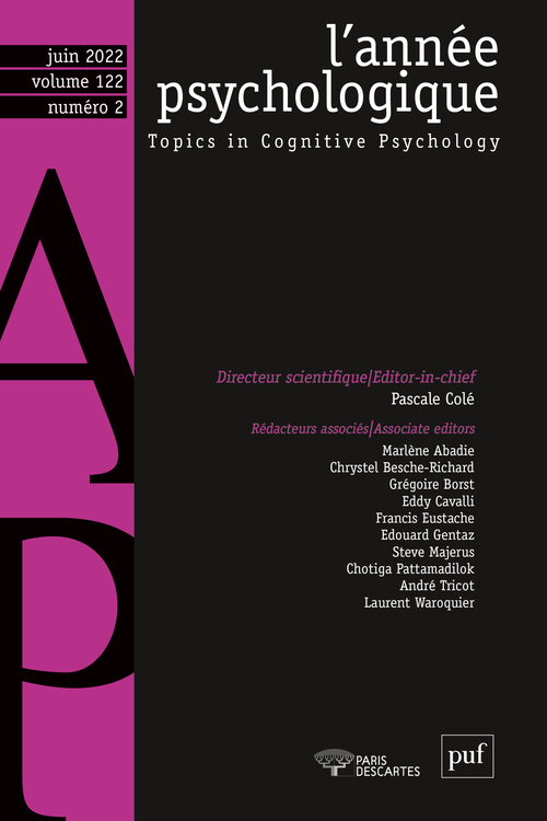 L'année psychologique, 2022-2