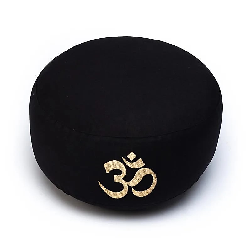 Coussin de méditation noir avec Om coton Bio
