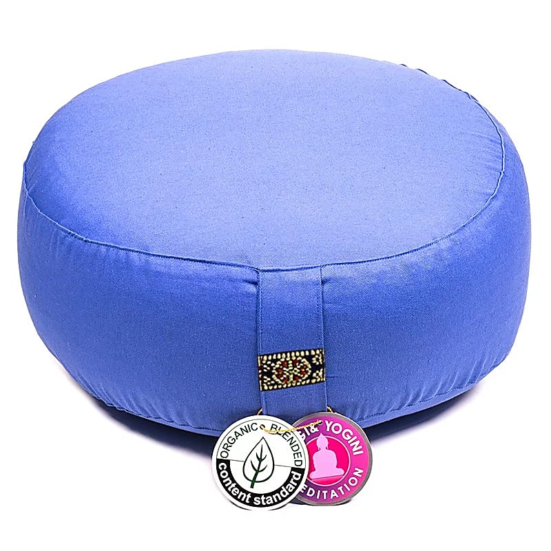 Coussin de méditation Bleu coton BIO (OCS) -- 33x17cm;