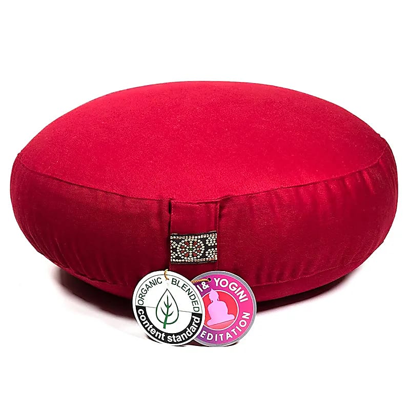 Coussin méditation modèle bas rouge coton BIO (OCS) -- 2200
