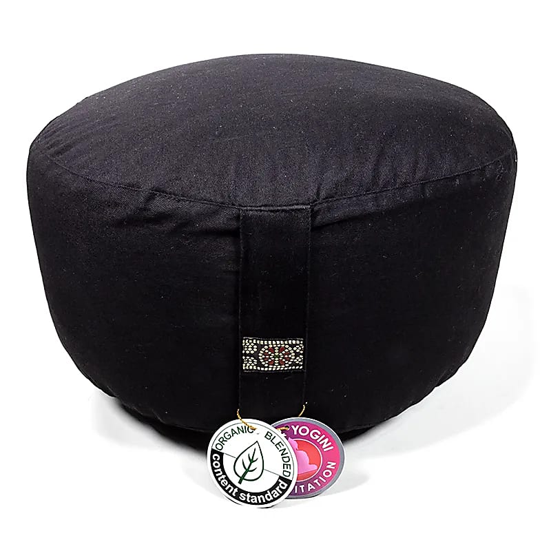 Coussin méditation XL noir coton BIO (OCS) -- 36x22cm;