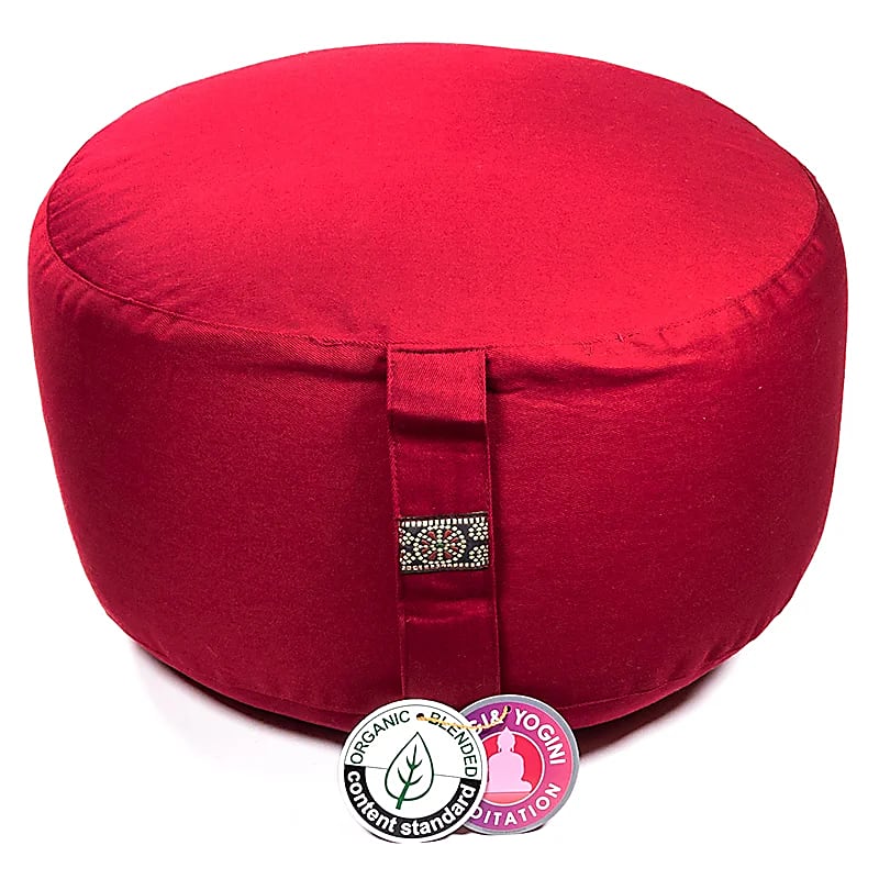 Coussin méditation XL rouge coton BIO (OCS) -- 36x22cm;