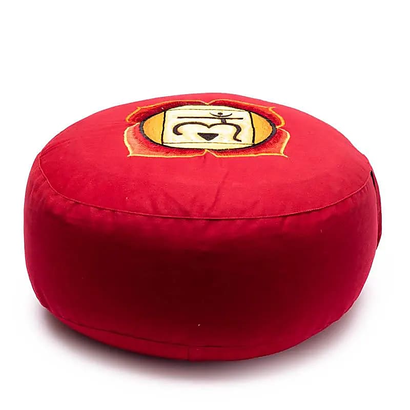 Coussin de méditation 1er Chakra Muladhara brodé -- 33x17
