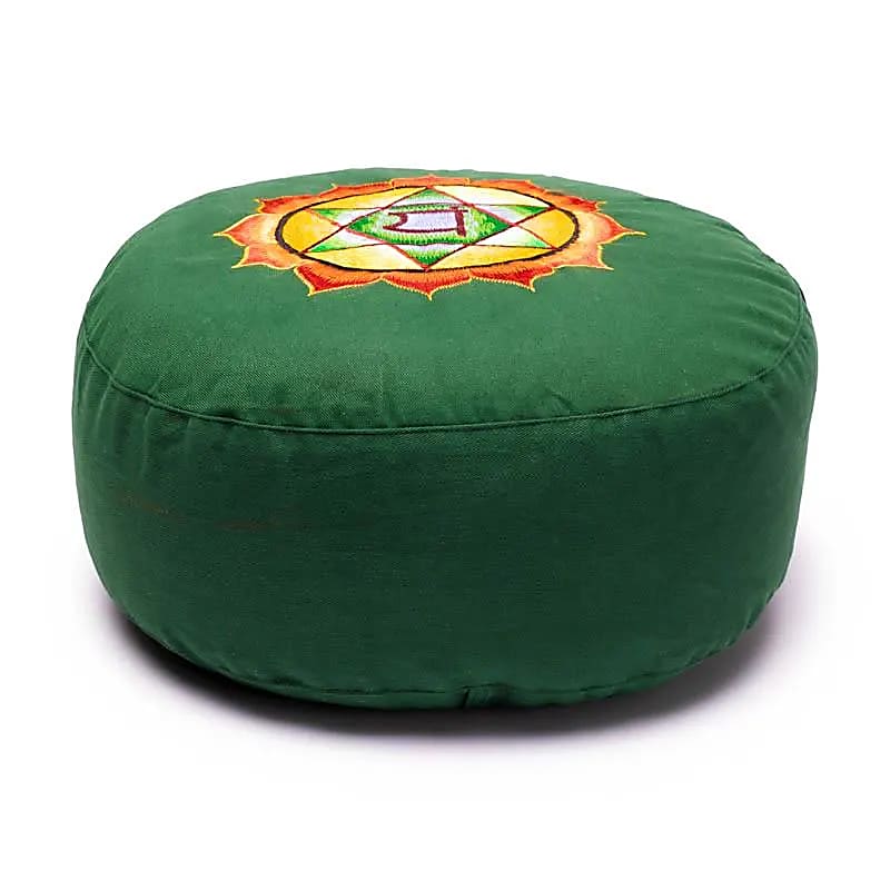 Coussin 4è Chakra Anahata brodé -- 33x17 cm