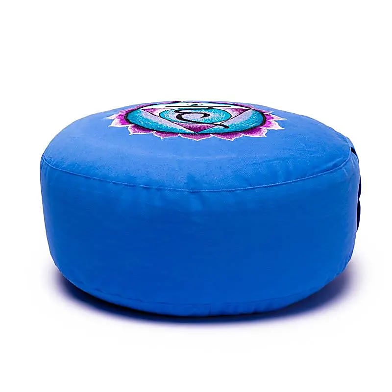 Coussin 5e Chakra Vishudda brodé -- 2800 g; 33x17 cm
