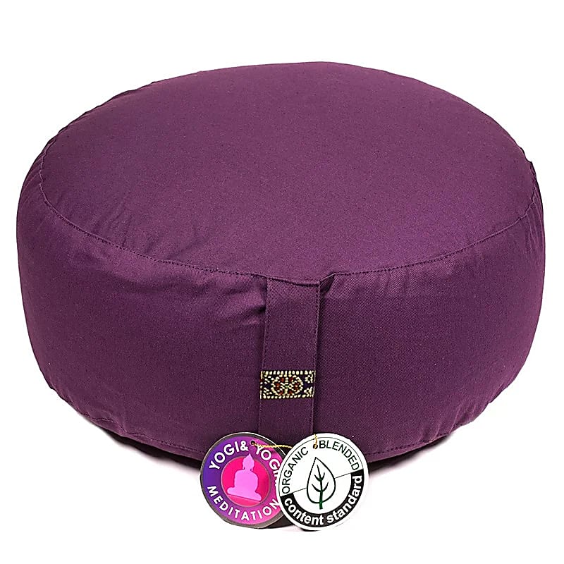 Coussin de méditation aubergine coton BIO (OCS) -- 33x17 cm