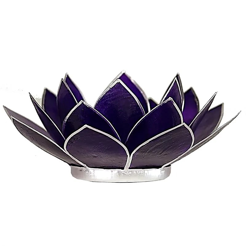 Bougeoir fleur Lotus 7° Chakra Violet &argent