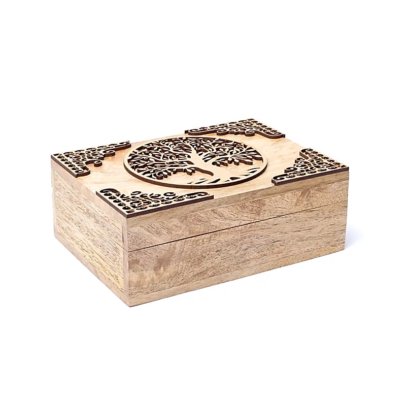 Coffret à tarot arbre de vie bois de manguier