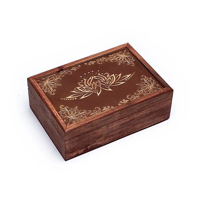 Boite à tarots en bois Lotus