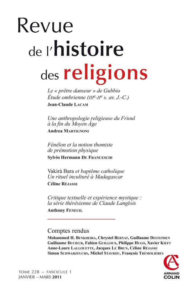 Revue de l'histoire des religions - Tome 228 (1/2011)